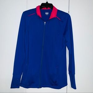 Blue and pink zip up workout jacket